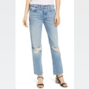 EDWIN. CAI HIGH WAIST NONSTRETCH RIPPED STRAIGHT LEG JEANS size 25